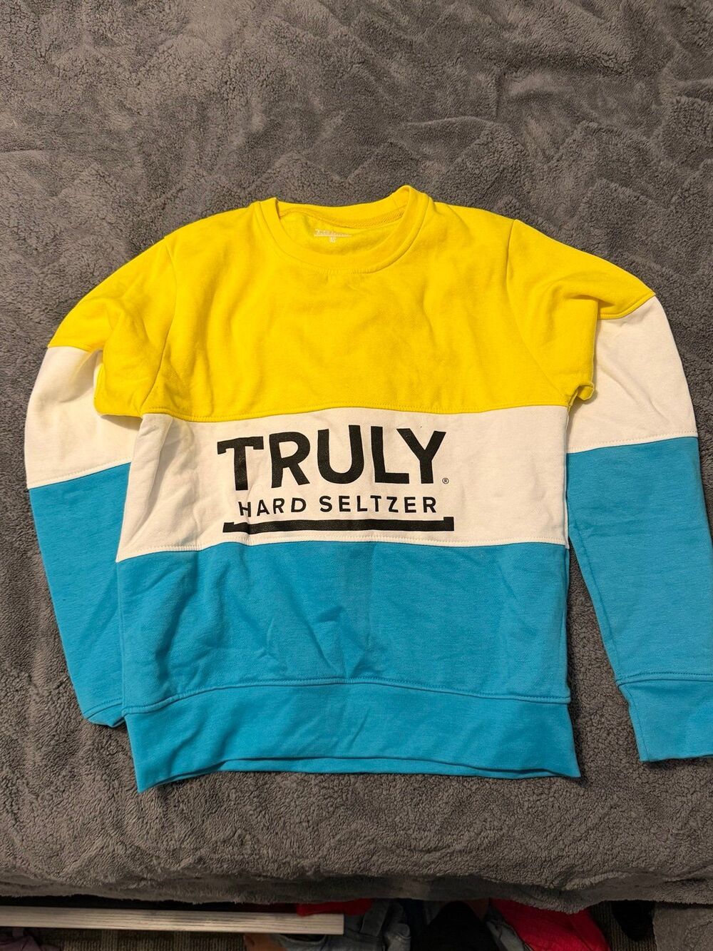 Truly Hard Seltzer Colorblock Crewneck Sweatshirt - Yellow/White/Blue